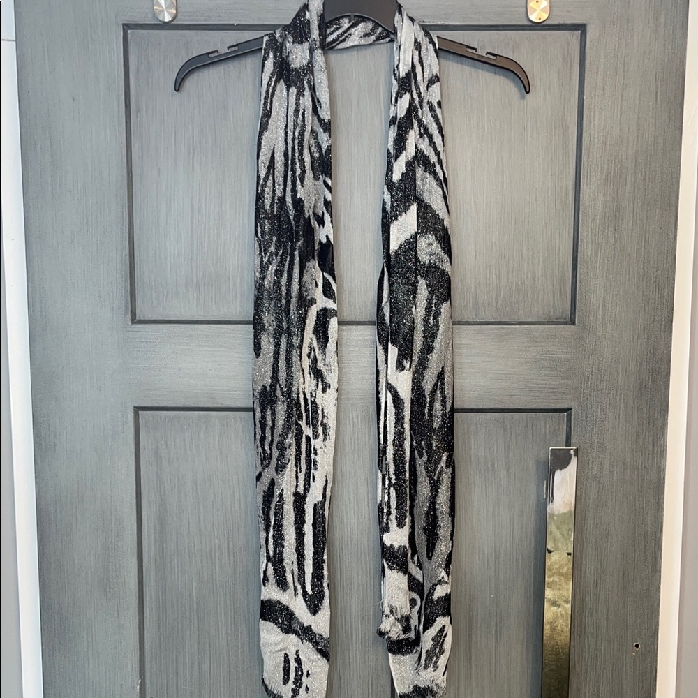 Shimmery Black and White Animal Print Scarf